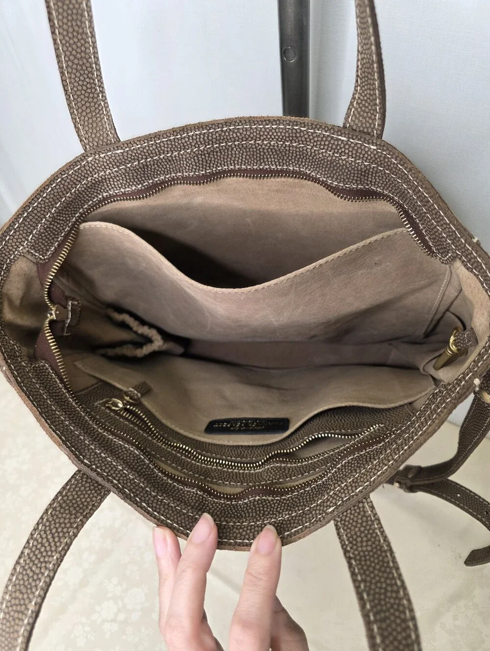 Planner Perfect Brown Textured Leather Tote Bag Crossbody Shoulder Travel Purse